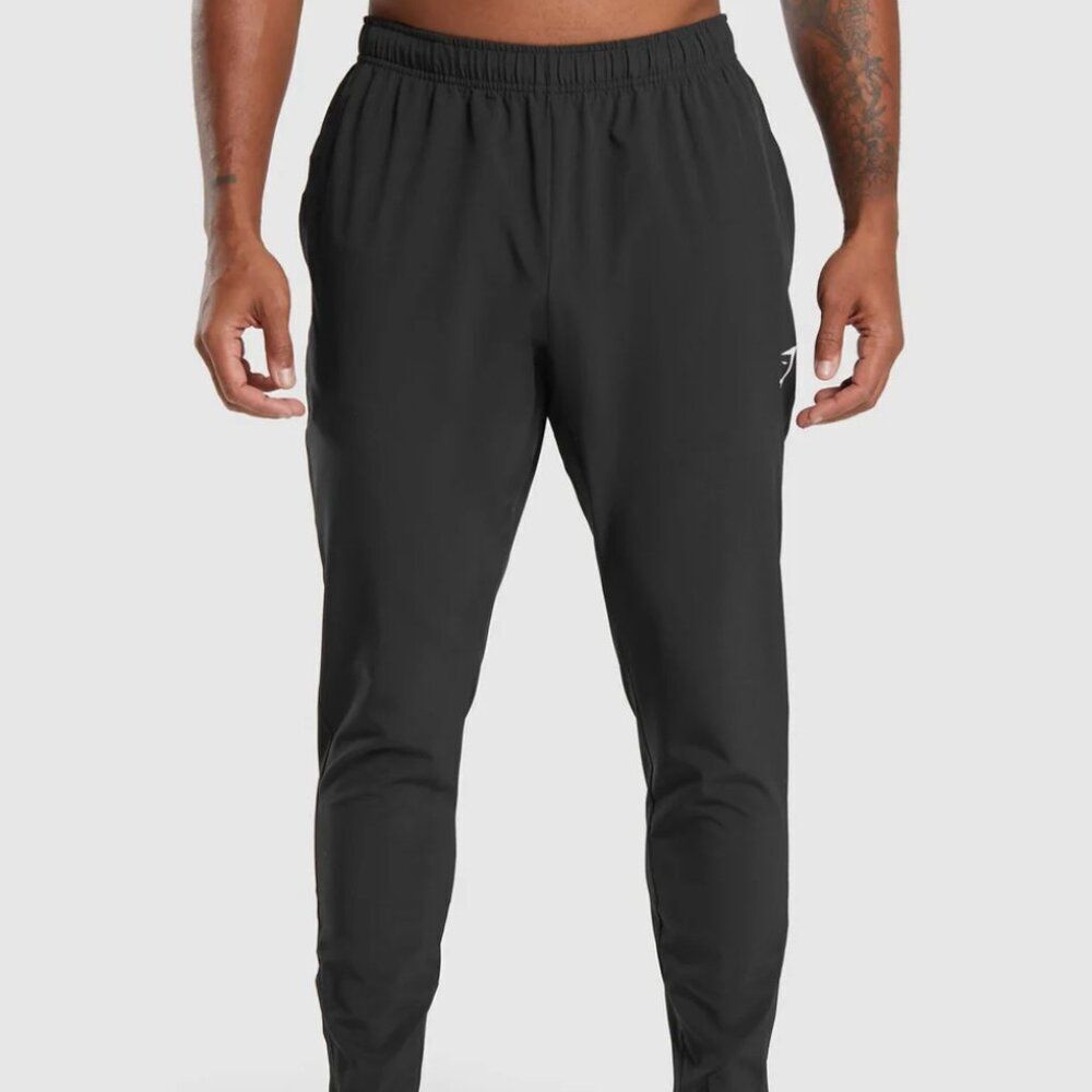 Gymshark Mens Joggers Size M Black Active Gym Train Run Elastic Waist Pant